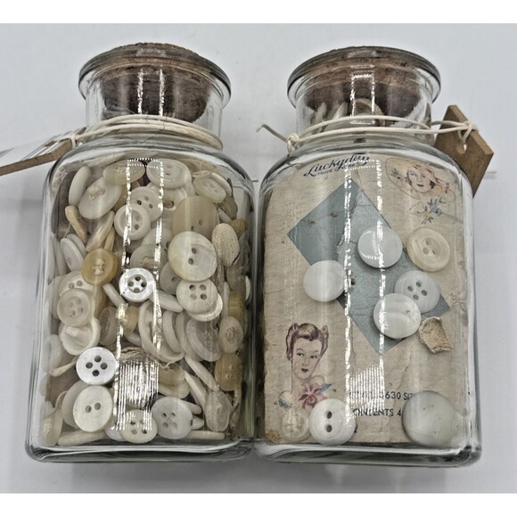 Vintage Buttons In Glass Bottles W/Cork s 5” Tall Various Buttons - Picture 8 of 11